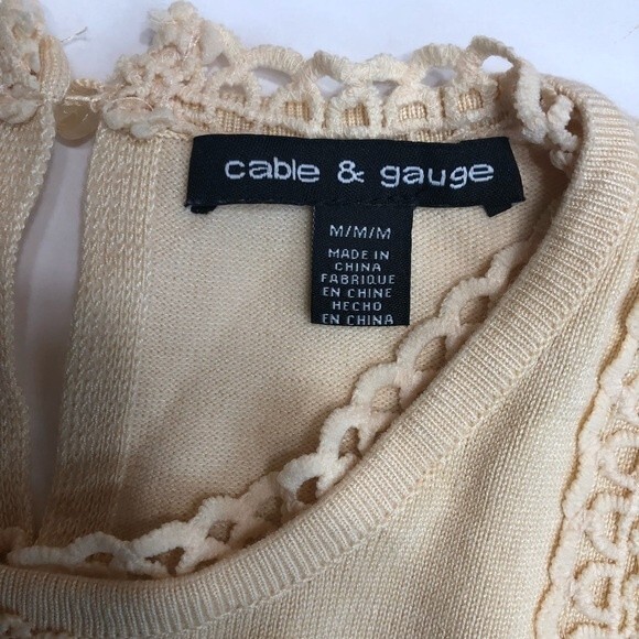 Cable & Gauge Light Yellow Top Front Ruffles.Long Sleeve CreamYellow Size M - Picture 7 of 16